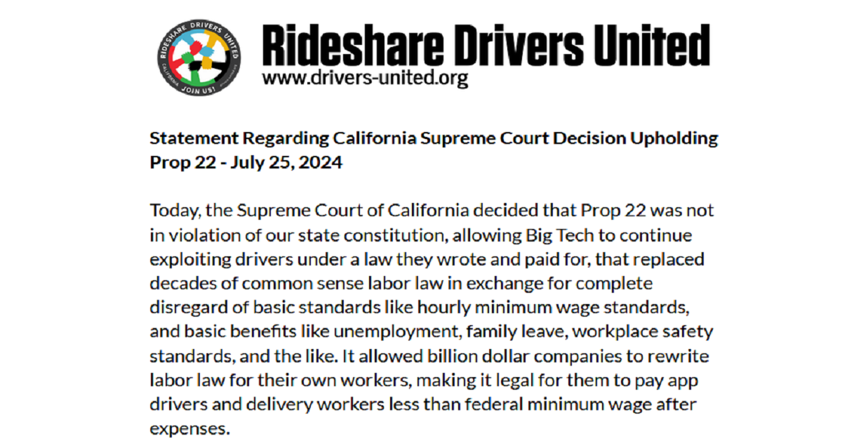 Prop 22 Upheld