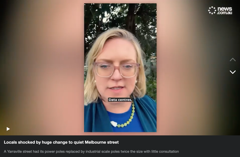 'Quiet residential street in Melbourne’s inner west transformed overnight by enormous power poles' on news.com.au