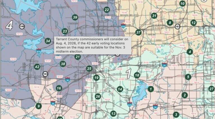Tarrant commissioners could slash polling location quantity for Nov. electionJuly 30, 2026