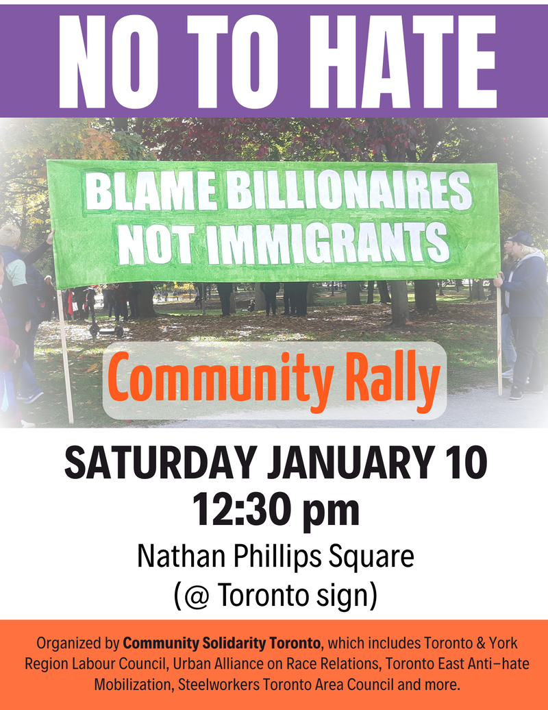 No To Hate Rally: Blame Billionaires Not Immigrants