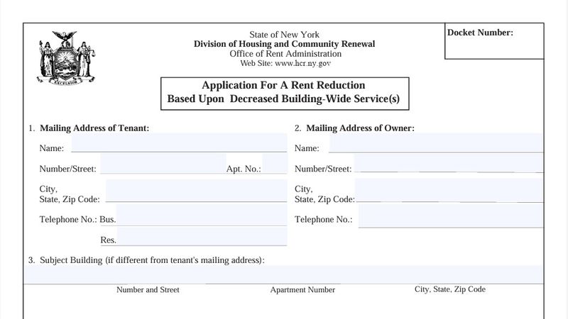 DHCR Rent Reduction(Building Wide Services)