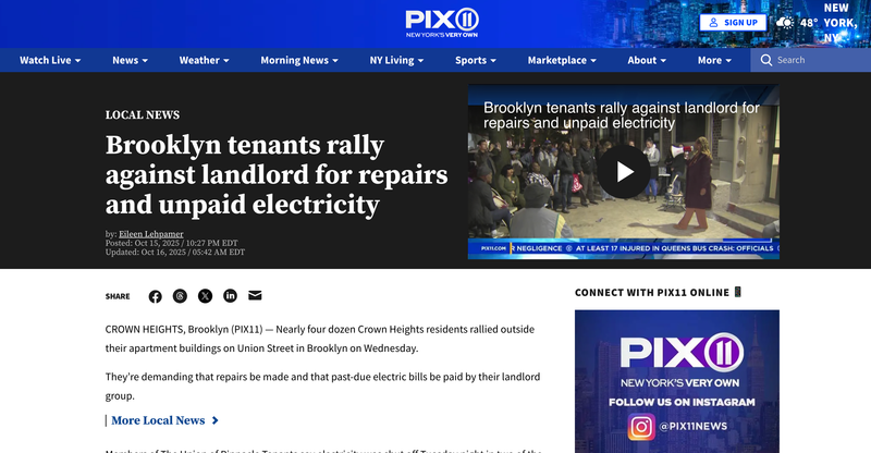 Brooklyn tenants rally against landlord for repairs and unpaid electricity
