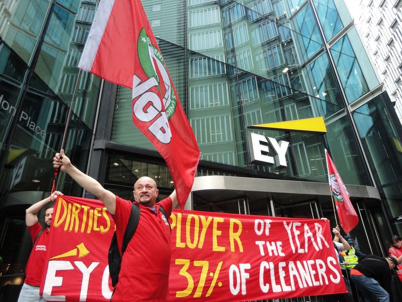 Cleaners vote for first ever strike at Ernst & Young in the face of job cuts