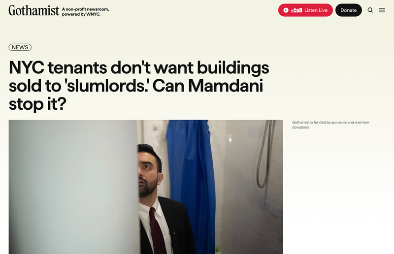 NYC tenants don't want buildings sold to 'slumlords.' Can Mamdani stop it?