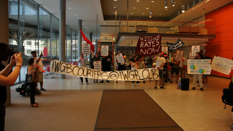 Couriers stage surprise flashmob inside Google offices
