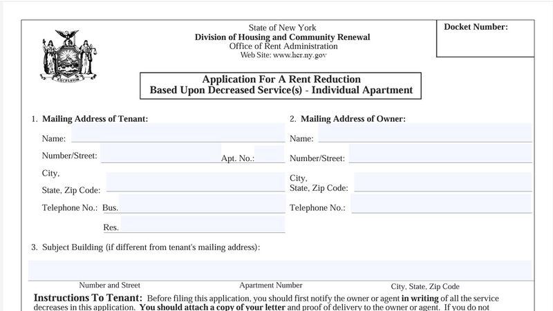 DHCR Rent Reduction(Individual Unit Issues)