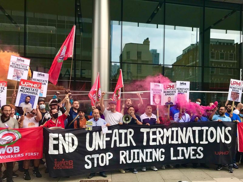 IWGB protest today at Uber HQ after 200 drivers & couriers unfairly sacked