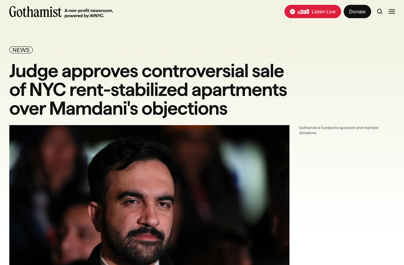 Judge approves controversial sale of NYC rent-stabilized apartments over Mamdani's objections