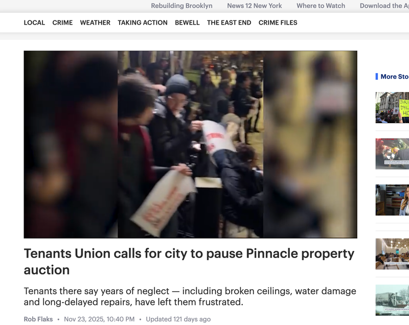 Tenants Union calls for city to pause Pinnacle property auction