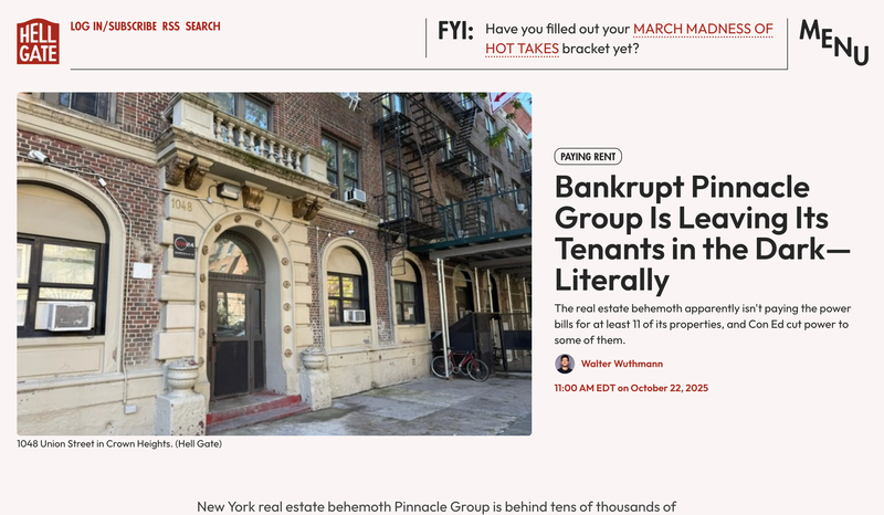 Bankrupt Pinnacle Group Is Leaving Its Tenants in the Dark—Literally