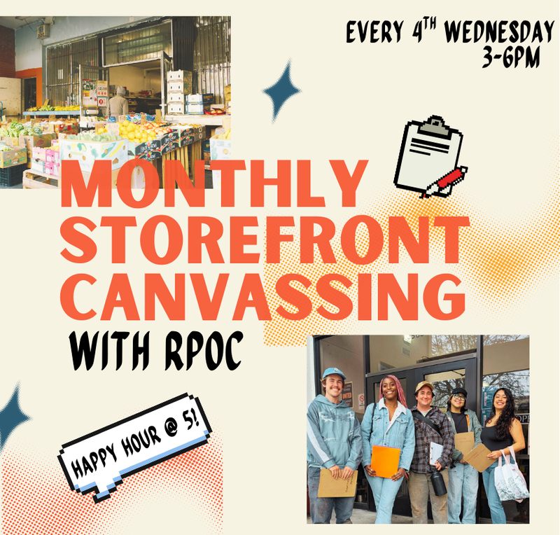 Monthly Storefront Canvassing + Happy Hour