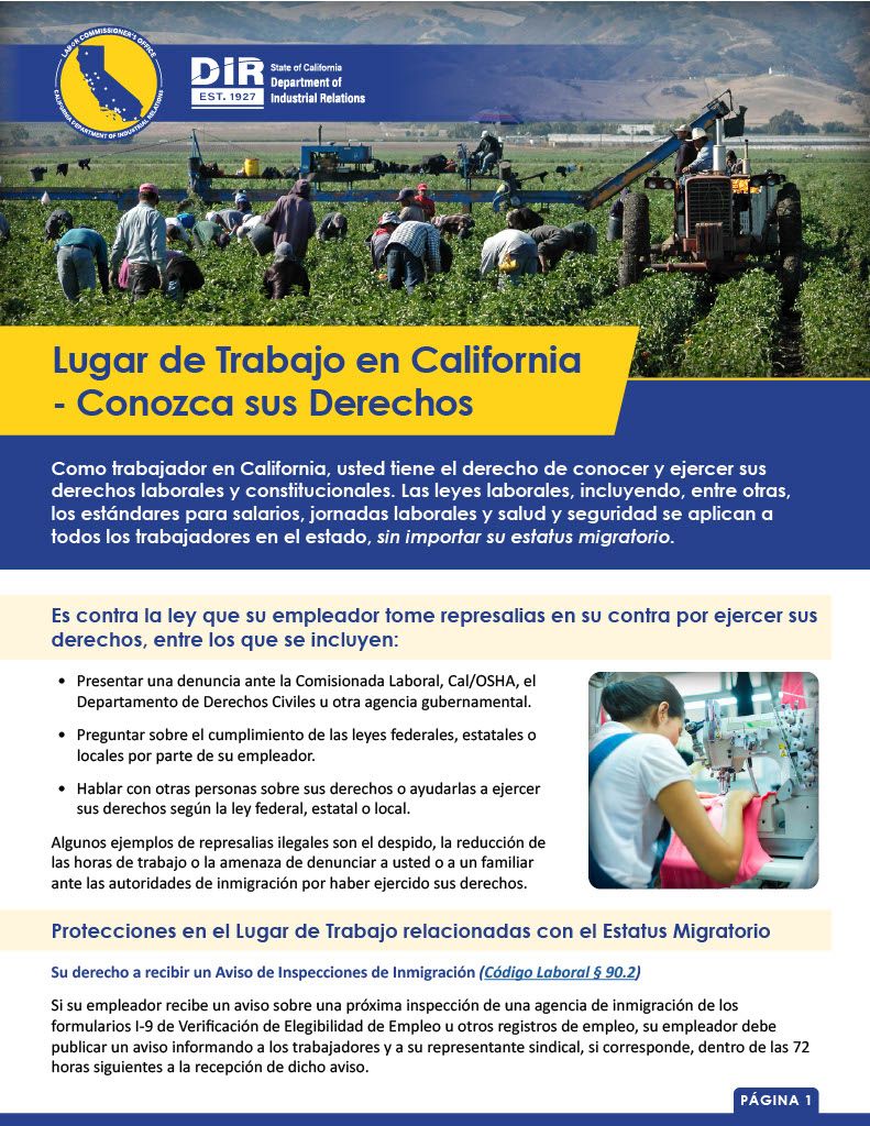 Know Your Rights in the Workplace- Spanish