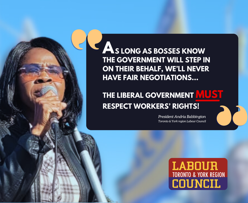 "Respect Workers' Rights!" — Babbington to Liberal Government