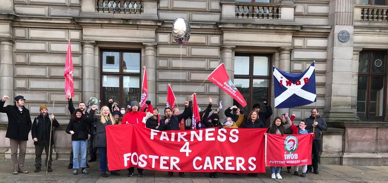 Glasgow foster carers demonstrate outside Town Hall as IWGB reveals Council spends 2.4x more on privatised foster care
