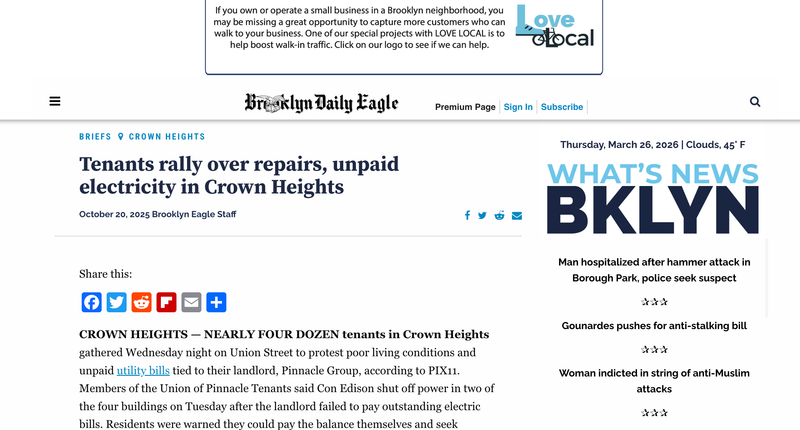 Tenants rally over repairs, unpaid electricity in Crown Heights