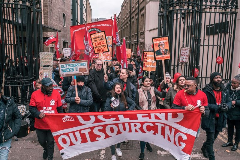 Hundreds of workers paid half what they were 20 years ago, to strike at UCL for equal rights and an end to poverty pay