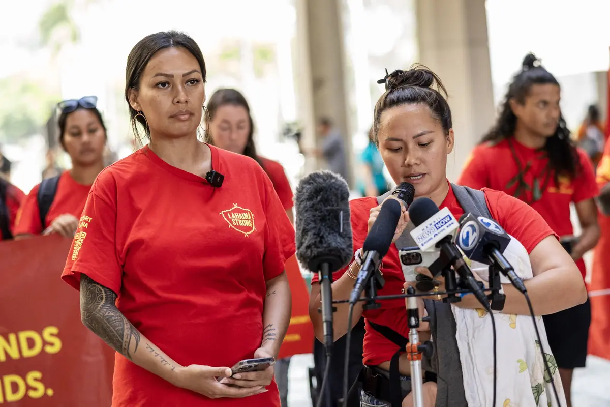 Lāhainā residents speaking to reporters